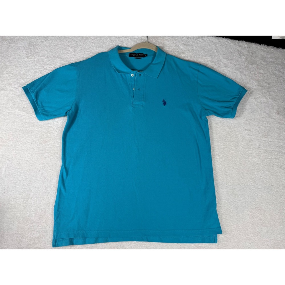 U.S. Polo Assn. Polo Shirt Mens Large Turquoise Excellent Cotton Short Sleeve